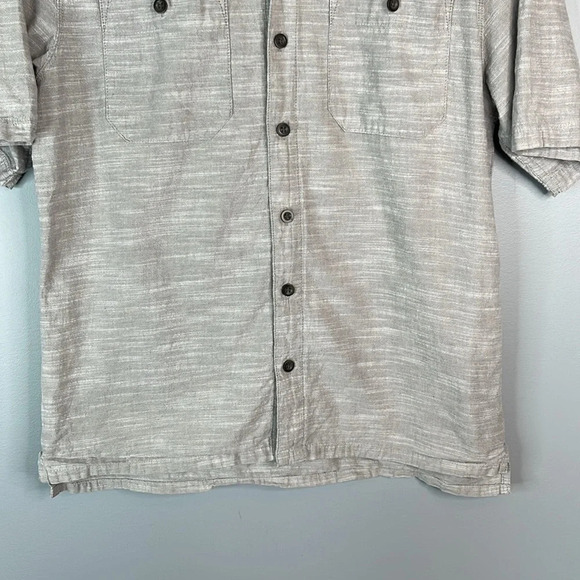 WOOLRICH Mens Grey Marled Chambray Button Up Shirt Short Sleeves Cotton Preppy S - Picture 4 of 11